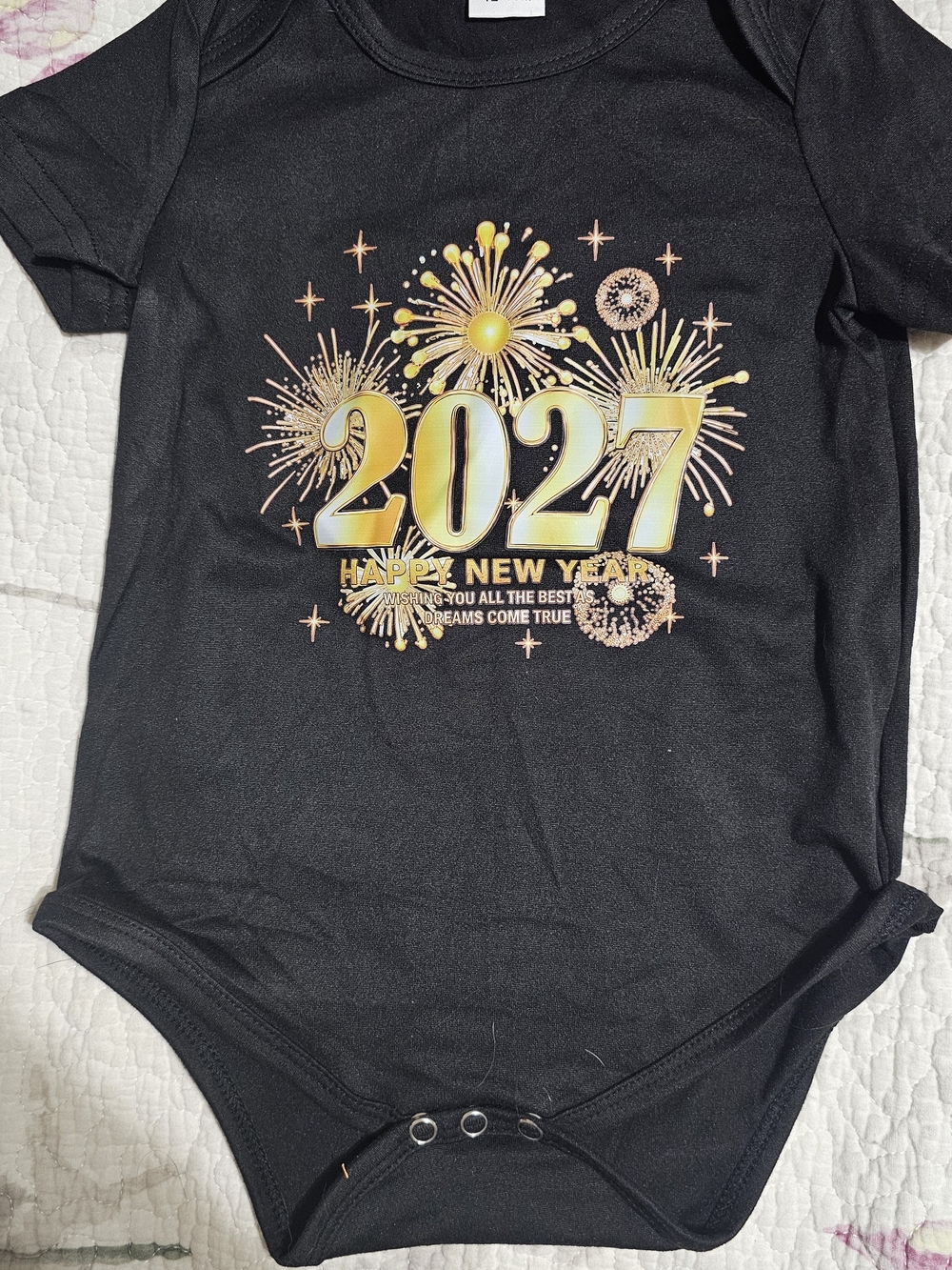 2027 Happy New Year Black Baby Bodysuit